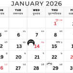 Assamese calendar January 2026